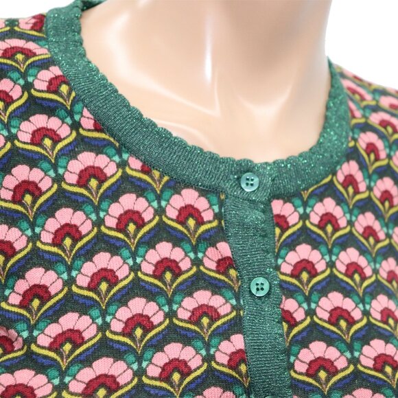 King Louie Organic cotton Graphic cardigan roundneck muffin sycamore green S - Picture 5 of 6